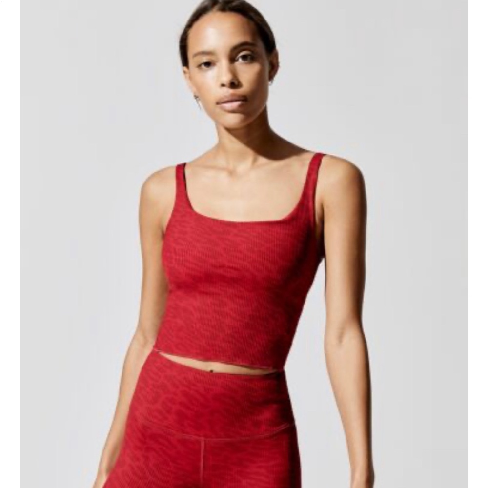 Carbon38 Red leopard ribbed tank small
